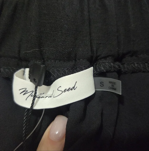 Mustard Seed Black Wide-Leg Pants,Sz S - Picture 2 of 4